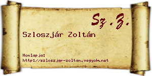 Szloszjár Zoltán névjegykártya